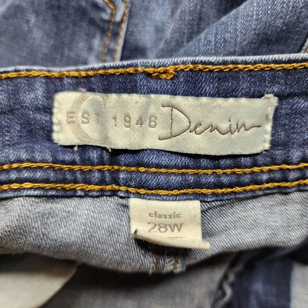 C. Est 1946 Denim Jeans Mens 28W Blue Southwestern‎ Embroidered Classic Cropped